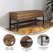 Merrick Lane Green River Rustic Farmhouse Entryway Bench with Bottom Storage Shelf